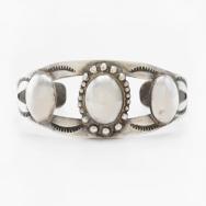 Antique Concho Face Snake Stamped Silver Cuff  c.1930～