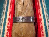 Antique 卍 & Owl Stamp Ingot Silver Cuff  c.1930