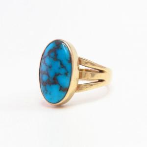 Vintage 14K Gold Ring w/High Grade Persian Turquoise c.1970～