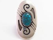 【Julian Lovato】Kewa Silver Overlay Ring w/Lone Mt. Turquoise