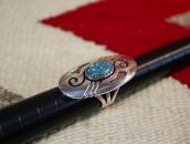【Julian Lovato】Kewa Silver Overlay Ring w/Lone Mt. Turquoise