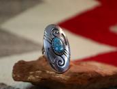 【Julian Lovato】Kewa Silver Overlay Ring w/Lone Mt. Turquoise