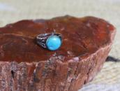 Antique Navajo Stamped Silver Ring w/Turquoise  c.1925～