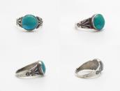 Antique Navajo Stamped Silver Ring w/Turquoise  c.1925～