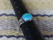 Antique Navajo Stamped Silver Ring w/Turquoise  c.1925～
