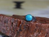 Antique Navajo Stamped Silver Ring w/Turquoise  c.1925～