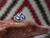 Antique【R.S.DAVIS】卍 Applique CigarBand Ring in Silver c.1930