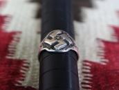 Antique【R.S.DAVIS】卍 Applique CigarBand Ring in Silver c.1930