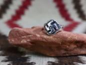 Antique【R.S.DAVIS】卍 Applique CigarBand Ring in Silver c.1930