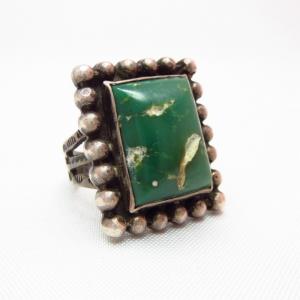 Antique Stamp Split Shank Ring w/Square TQ  c.1930