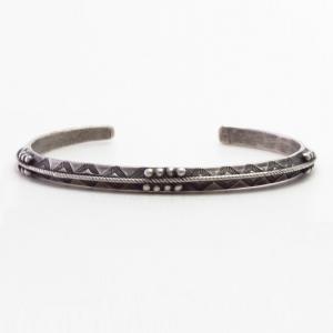 Atq Navajo Stamped Triangle & Twisted Wires Cuff c.1930～ ②
