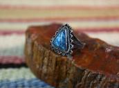 Atq Crimped Wire Face Ring w/Gem Lone Mt. Turquoise  c.1935～