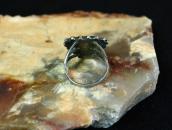 Atq Crimped Wire Face Ring w/Gem Lone Mt. Turquoise  c.1935～