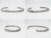 Atq Navajo Stamped Coin Silver Narrow Triangle Cuff c.1925～