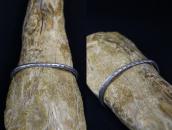 Atq Navajo Stamped Coin Silver Narrow Triangle Cuff c.1925～