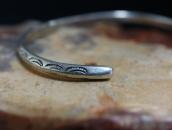 Atq Navajo Stamped Coin Silver Narrow Triangle Cuff c.1925～