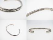 Atq Navajo Stamped Coin Silver Narrow Triangle Cuff c.1925～