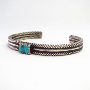 Vtg Navajo Twisted Wire Narrow Cuff Bracelet  w/TQ  c.1945～