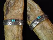 Vtg Navajo Twisted Wire Narrow Cuff Bracelet  w/TQ  c.1945～