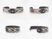 Atq Navajo Repoused & Arrows Stamped IngotSilver Cuff c.1920