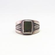 Antique Early Navajo Stamped Ingot Silver Ring w/TQ  c.1915～
