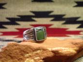 Antique Early Navajo Stamped Ingot Silver Ring w/TQ  c.1915～
