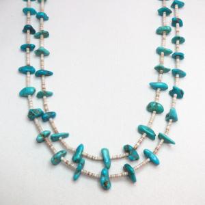 Vintage Turquoise Heishi Beads 2 strand Necklace