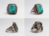 【McKee Platero】 Navajo Silver Ring w/Sq. Turquoise  c.1975～