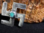 Antique Navajo 卍 Shape Silver Pin wTurqoise c.1920～