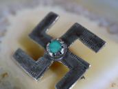 Antique Navajo 卍 Shape Silver Pin wTurqoise c.1920～