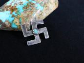 Antique Navajo 卍 Shape Silver Pin wTurqoise c.1920～