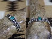 Vtg Navajo Arrows Stamped Cuff w/Blue Gem Turquoise c.1945～