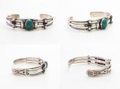 Vtg Navajo Arrows Stamped Cuff w/Blue Gem Turquoise c.1945～