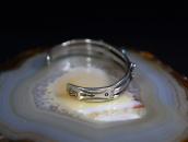 Vtg Navajo Arrows Stamped Cuff w/Blue Gem Turquoise c.1945～