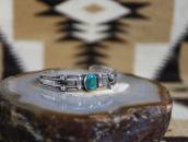 Vtg Navajo Arrows Stamped Cuff w/Blue Gem Turquoise c.1945～