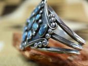 Vtg Navajo Gem Turquoise Cluster Wide Cuff Bracelet  c.1940～