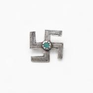 Antique Navajo 卍 Shape Silver Pin wTurqoise c.1920～