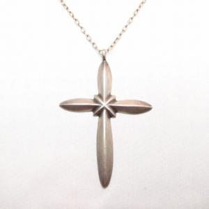 Vintage Navajo Casted Silver Cross Fob Necklace  c.1965～