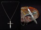 Vintage Navajo Casted Silver Cross Fob Necklace  c.1965～