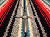 Vintage Navajo Casted Silver Cross Fob Necklace  c.1965～