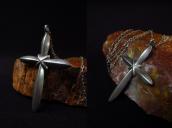 Vintage Navajo Casted Silver Cross Fob Necklace  c.1965～