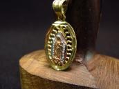 Vintage 10K 3Tone Gold Virgin of Guadalupe Charm Necklace