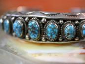Vintage Navajo Hi-Grade Lone Mt. Turquoise Row Cuff  c.1950～