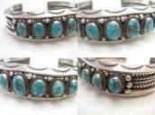 Vintage Navajo Hi-Grade Lone Mt. Turquoise Row Cuff  c.1950～