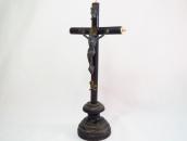 Atq French Wooden Crucifix Jesus Altar Standing Cross/11inch