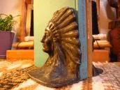 Antique Indian Chief Heads Cast Metal Bookends 1920～