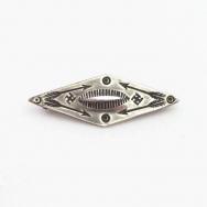 Atq 卍 & Arrows Stamped Diamond Shape Small Pin Brooch c.1930