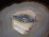 Atq 卍 & Arrows Stamped Diamond Shape Small Pin Brooch c.1930