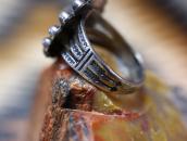 Antique Navajo Shell Concho Face Stamped Silver Ring c.1935～