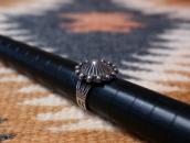 Antique Navajo Shell Concho Face Stamped Silver Ring c.1935～